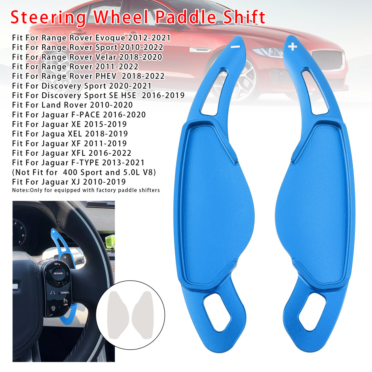 2010-2019 Jaguar F-TYPE XJ Steering Wheel Paddle Shifter Extension Aluminium Blue Generic 2010-2019 Jaguar F-TYPE XJ Steering Wheel Paddle Shifter Extension Aluminium Blue Generic