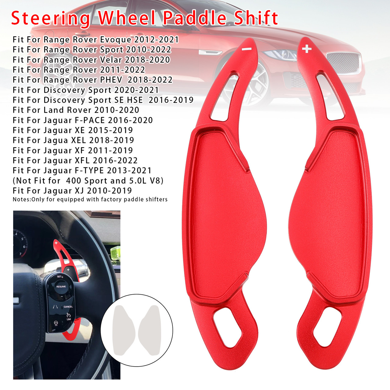2010-2019 Jaguar F-TYPE XJ Steering Wheel Paddle Shifter Extension Aluminium Red Generic 2010-2019 Jaguar F-TYPE XJ Steering Wheel Paddle Shifter Extension Aluminium Red Generic