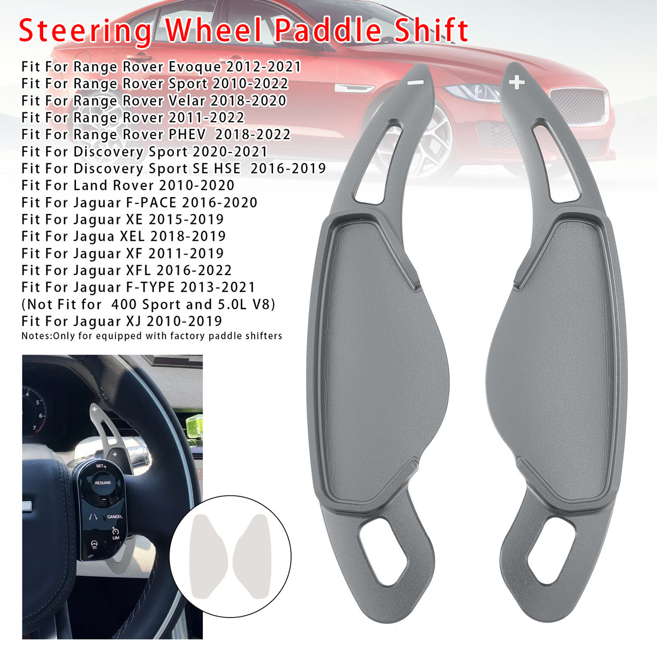2010-2019 Jaguar F-TYPE XJ Steering Wheel Paddle Shifter Extension Aluminium Grey Generic 2010-2019 Jaguar F-TYPE XJ Steering Wheel Paddle Shifter Extension Aluminium Grey Generic
