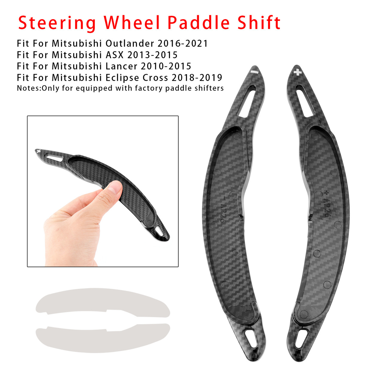 2018-2019 Mitsubishi Eclipse Cross Steering Wheel Paddle Shifter Extension Carbon Fiber Black Look Generic 2018-2019 Mitsubishi Eclipse Cross Steering Wheel Paddle Shifter Extension Carbon Fiber Black Look Generic