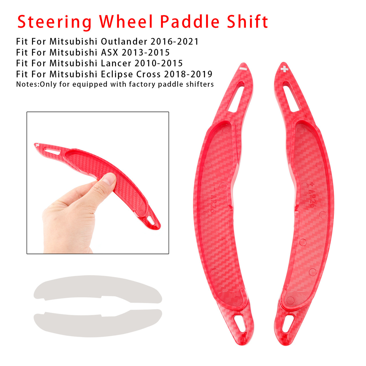 2018-2019 Mitsubishi Eclipse Cross Steering Wheel Paddle Shifter Extension Carbon Fiber Red Look Generic 2018-2019 Mitsubishi Eclipse Cross Steering Wheel Paddle Shifter Extension Carbon Fiber Red Look Generic