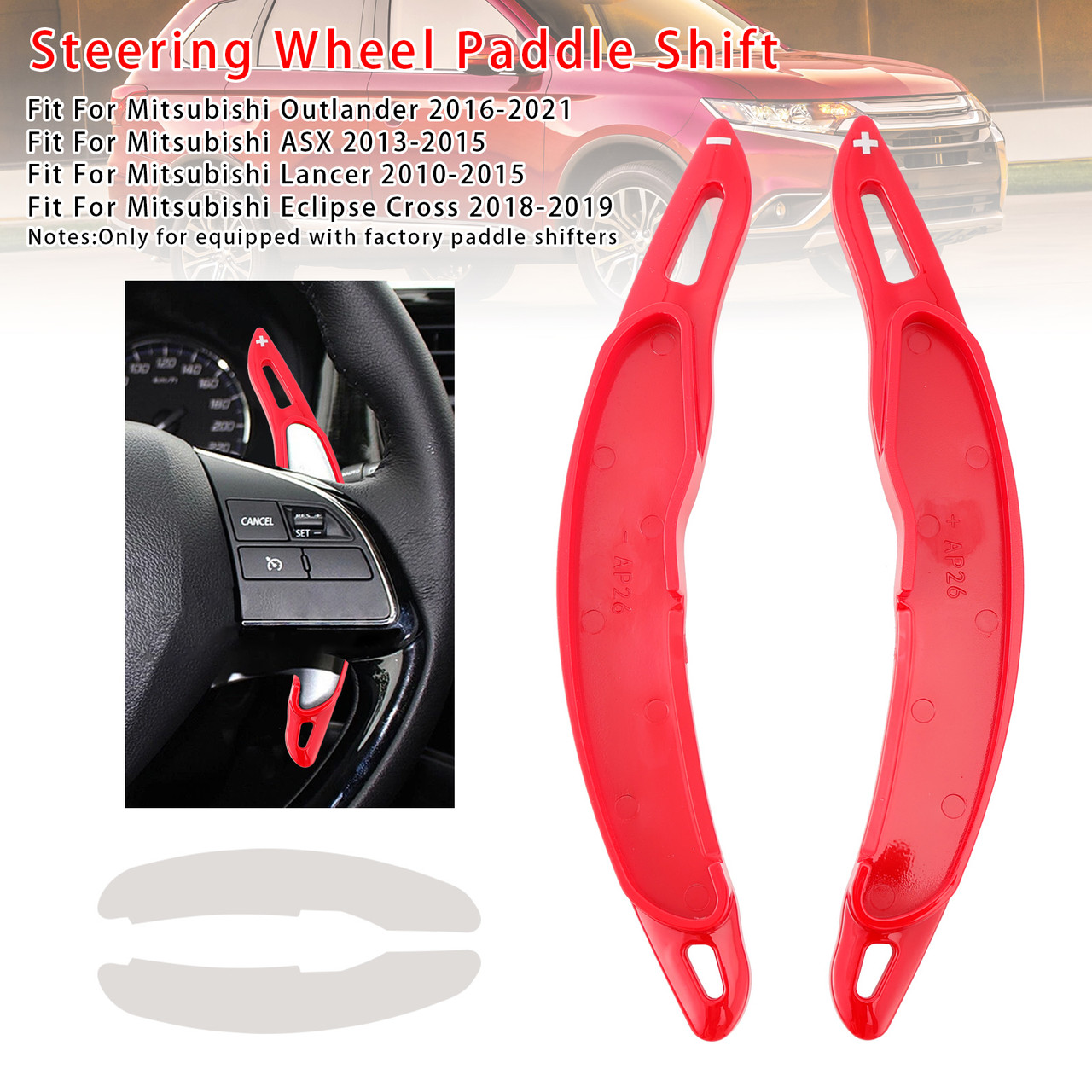 2018-2019 Mitsubishi Eclipse Cross Steering Wheel Paddle Shifter Extension Red Generic 2018-2019 Mitsubishi Eclipse Cross Steering Wheel Paddle Shifter Extension Red Generic