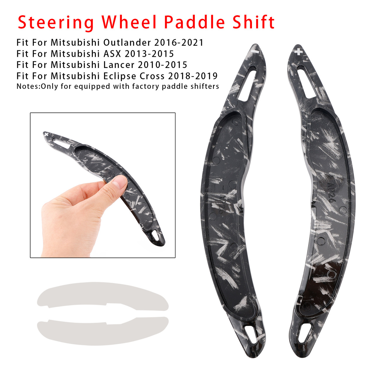 2016-2021 Mitsubishi Outlander Steering Wheel Paddle Shifter Extension Black Forged Pattern Generic 2016-2021 Mitsubishi Outlander Steering Wheel Paddle Shifter Extension Black Forged Pattern Generic