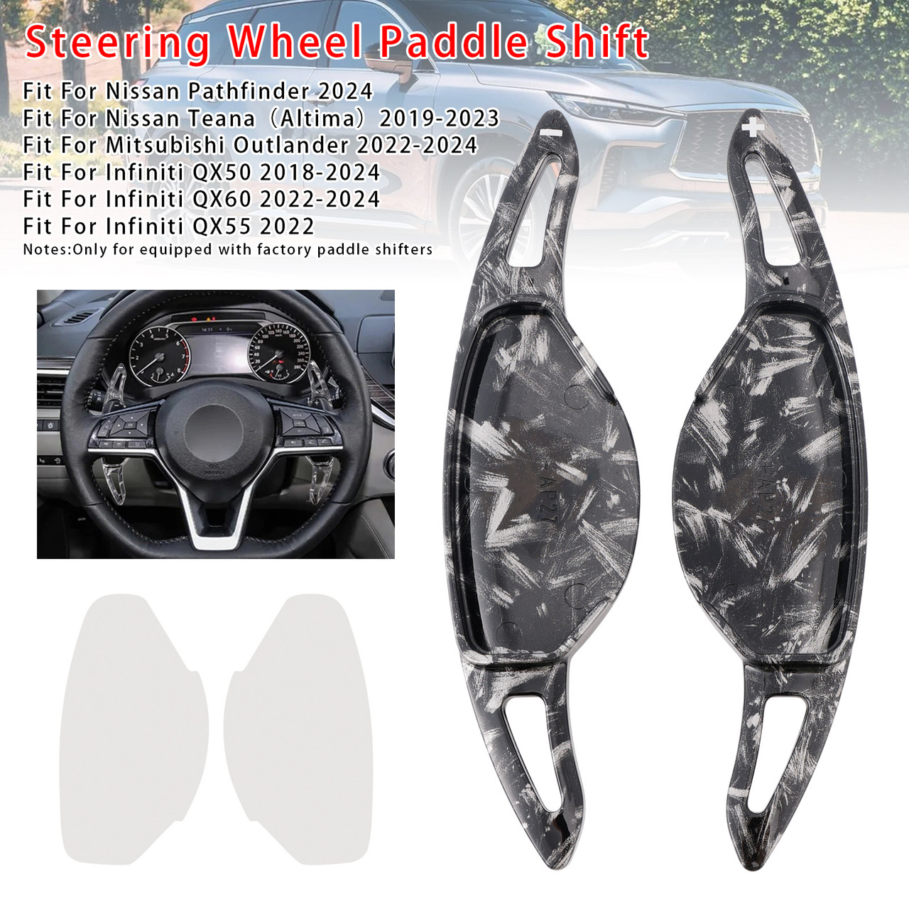2024 Nissan Pathfinder Steering Wheel Paddle Shifter Extension Black Forged Pattern Generic 2024 Nissan Pathfinder Steering Wheel Paddle Shifter Extension Black Forged Pattern Generic