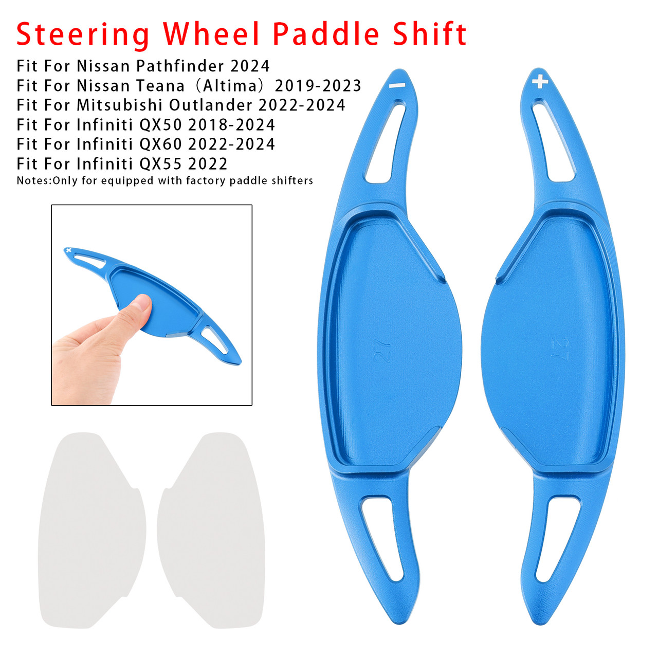 2018-2024 Infiniti QX50 Steering Wheel Paddle Shifter Extension Aluminium Blue Generic 2018-2024 Infiniti QX50 Steering Wheel Paddle Shifter Extension Aluminium Blue Generic