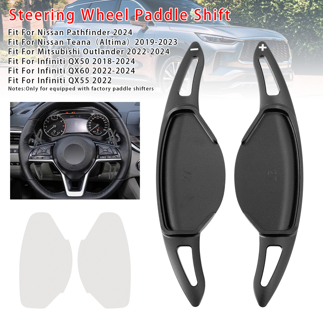 2024 Nissan Pathfinder Steering Wheel Paddle Shifter Extension Aluminium Black Generic 2024 Nissan Pathfinder Steering Wheel Paddle Shifter Extension Aluminium Black Generic