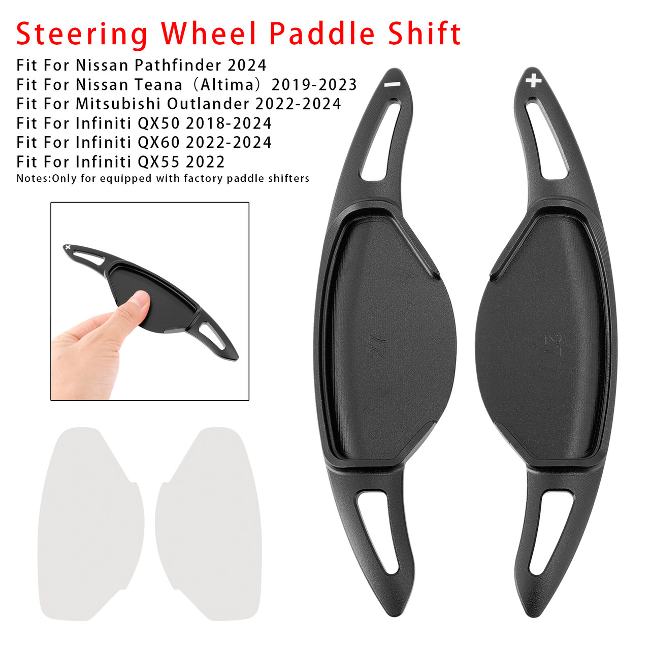 2019-2023 Nissan Teana(Altima) Steering Wheel Paddle Shifter Extension Aluminium Black Generic 2019-2023 Nissan Teana(Altima) Steering Wheel Paddle Shifter Extension Aluminium Black Generic