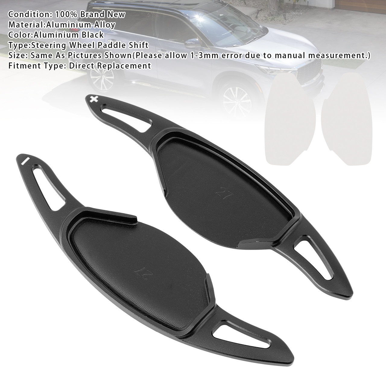 2018-2024 Infiniti QX50 Steering Wheel Paddle Shifter Extension Aluminium Black Generic 2018-2024 Infiniti QX50 Steering Wheel Paddle Shifter Extension Aluminium Black Generic