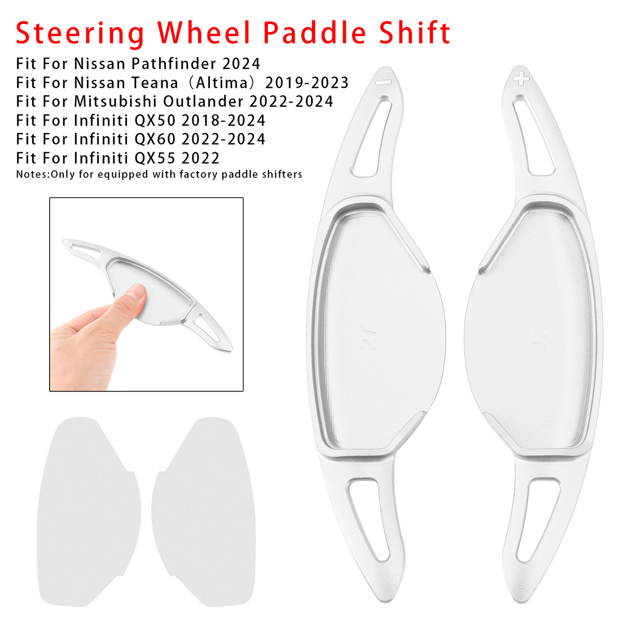2022-2024 Mitsubishi Outlander Steering Wheel Paddle Shifter Extension Aluminium Silver Generic