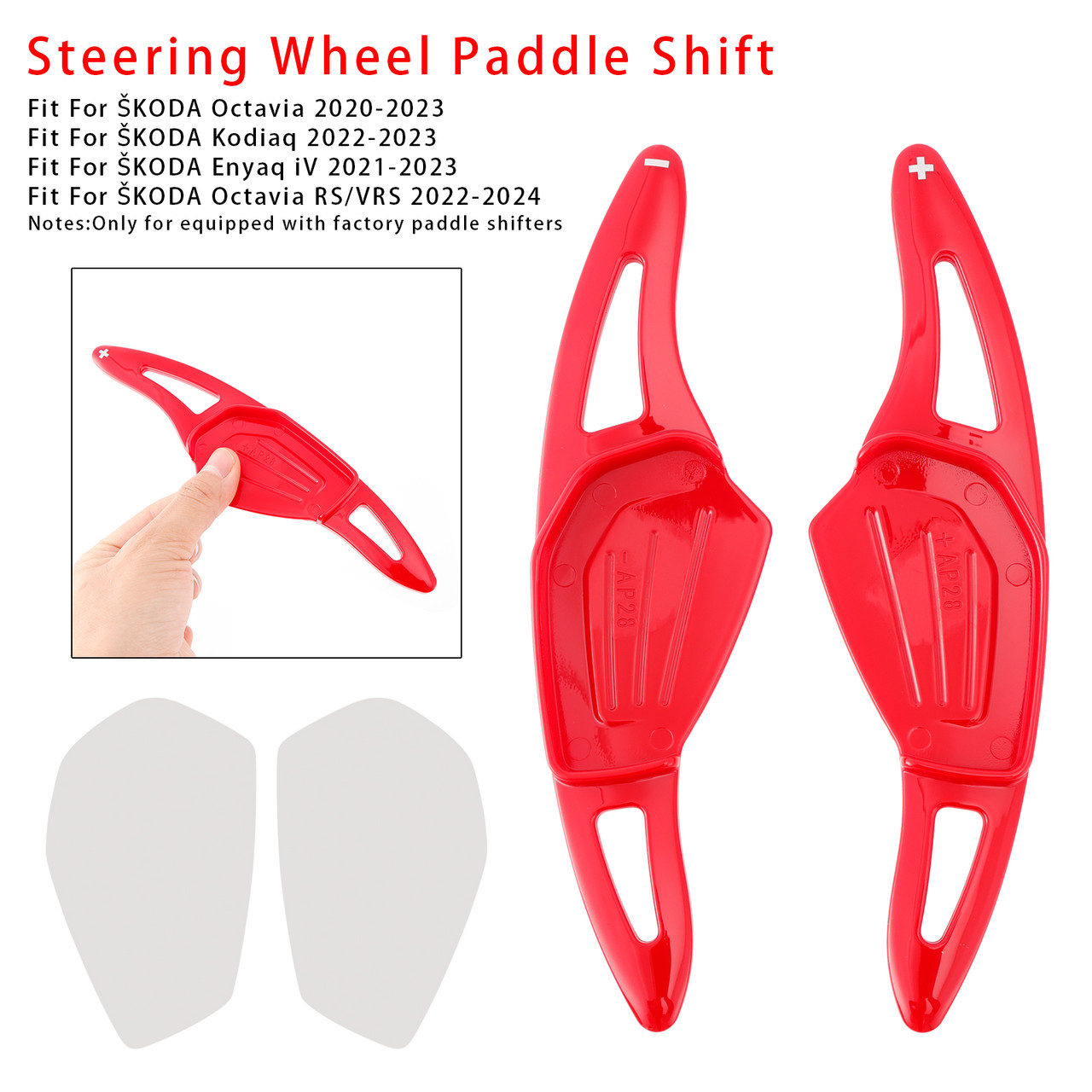 2021-2023 ŠKODA Enyaq iV Steering Wheel Paddle Shifter Extension Red Generic 2021-2023 ŠKODA Enyaq iV Steering Wheel Paddle Shifter Extension Red Generic