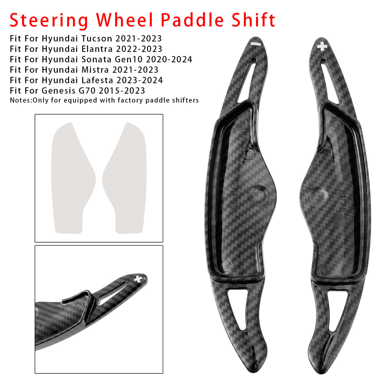 2023-2024 Hyundai Lafesta Steering Wheel Paddle Shifter Extension Carbon Fiber Black Look Generic 2023-2024 Hyundai Lafesta Steering Wheel Paddle Shifter Extension Carbon Fiber Black Look Generic
