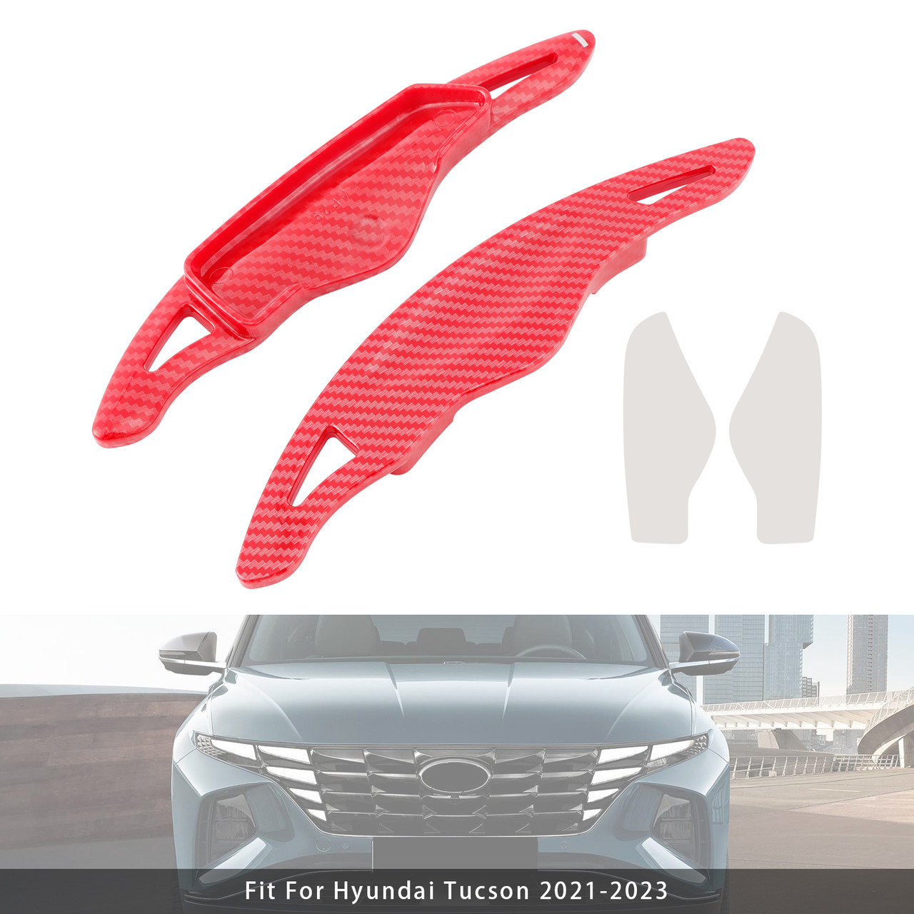 2021-2023 Hyundai Tucson Steering Wheel Paddle Shifter Extension Carbon Fiber Red Look Generic