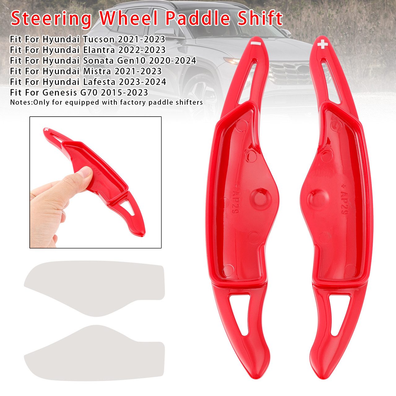 2021-2023 Hyundai Mistra Steering Wheel Paddle Shifter Extension Red Generic