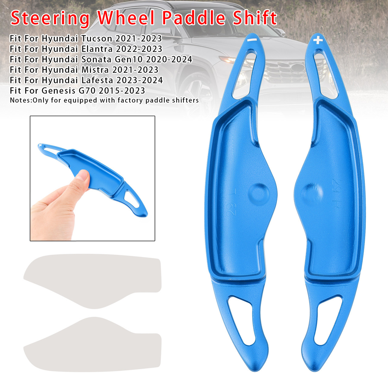 2021-2023 Hyundai Tucson Steering Wheel Paddle Shifter Extension Aluminium Blue Generic