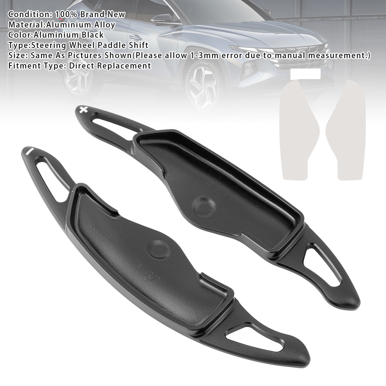 2021-2023 Hyundai Tucson Steering Wheel Paddle Shifter Extension Aluminium Black Generic