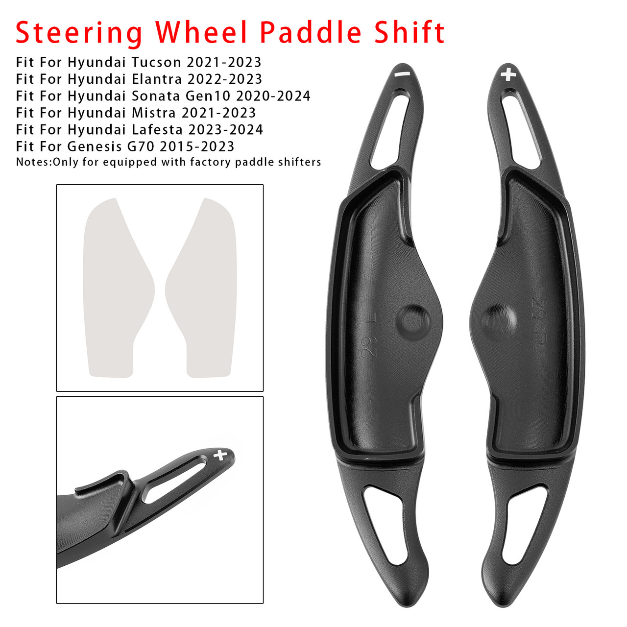 2021-2023 Hyundai Tucson Steering Wheel Paddle Shifter Extension Aluminium Black Generic
