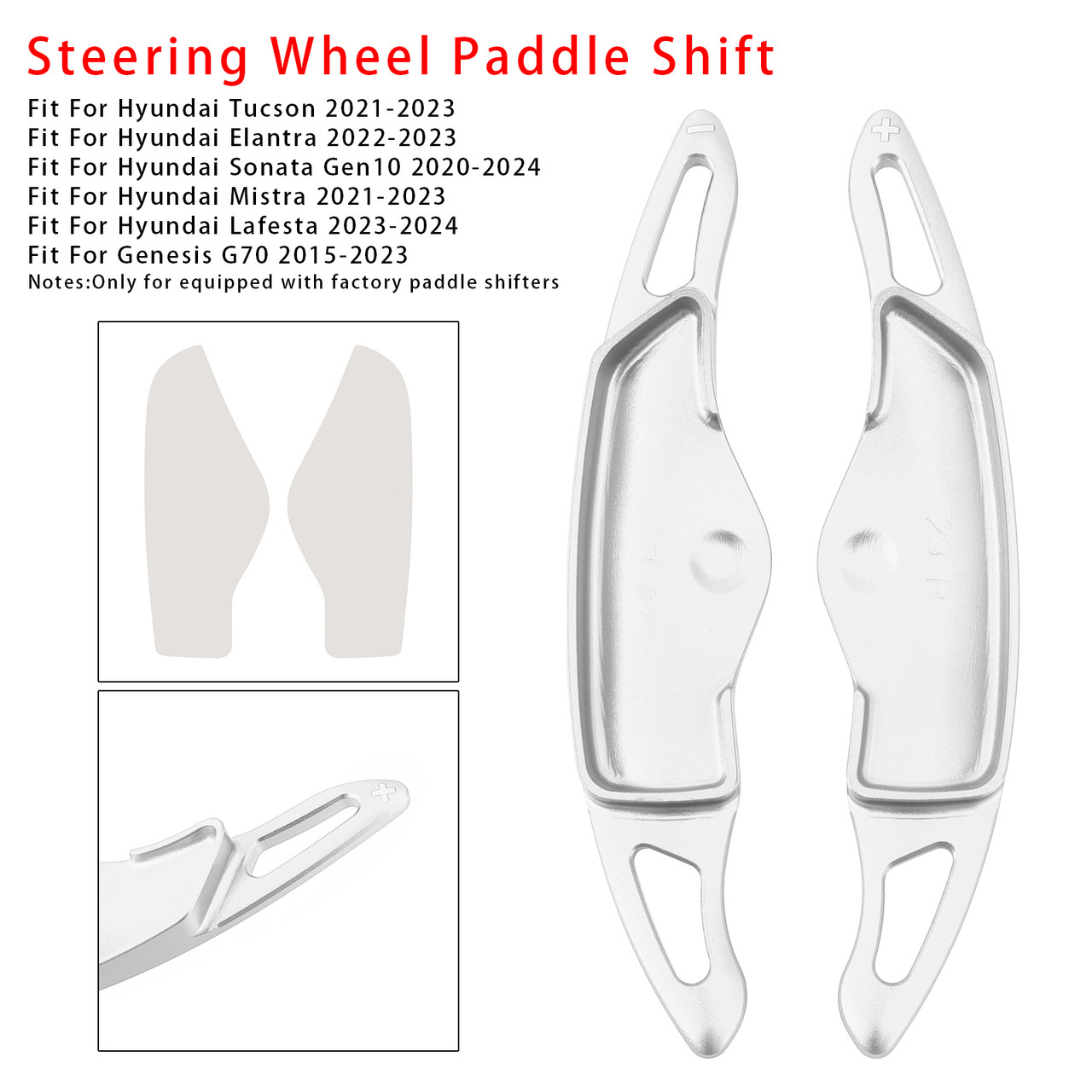 2021-2023 Hyundai Mistra Steering Wheel Paddle Shifter Extension Aluminium Silver Generic 2021-2023 Hyundai Mistra Steering Wheel Paddle Shifter Extension Aluminium Silver Generic