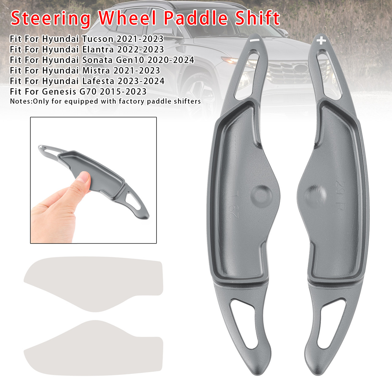 2023-2024 Hyundai Lafesta Steering Wheel Paddle Shifter Extension Aluminium Grey Generic 2023-2024 Hyundai Lafesta Steering Wheel Paddle Shifter Extension Aluminium Grey Generic