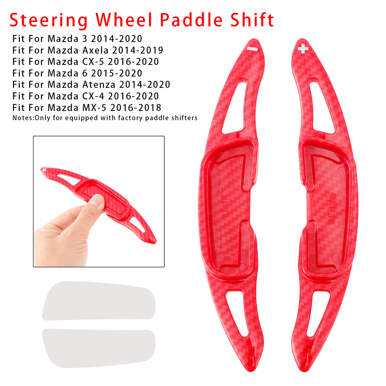 2016-2020 Mazda CX-5 Steering Wheel Paddle Shifter Extension Carbon Fiber Red Look Generic 2016-2020 Mazda CX-5 Steering Wheel Paddle Shifter Extension Carbon Fiber Red Look Generic