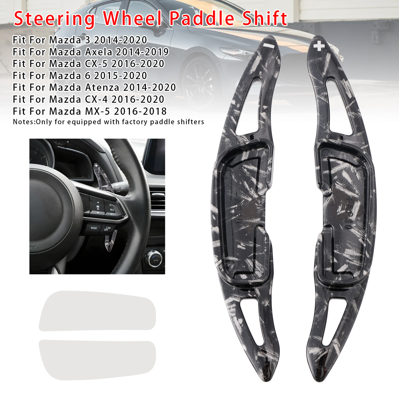 2014-2019 Mazda Axela Steering Wheel Paddle Shifter Extension Black Forged Pattern Generic 2014-2019 Mazda Axela Steering Wheel Paddle Shifter Extension Black Forged Pattern Generic