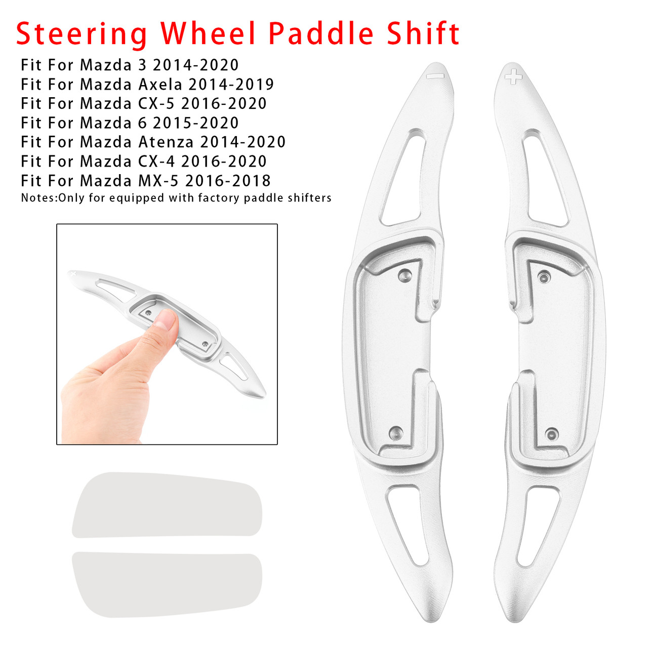 2016-2020 Mazda CX-5 Steering Wheel Paddle Shifter Extension Aluminium Silver Generic 2016-2020 Mazda CX-5 Steering Wheel Paddle Shifter Extension Aluminium Silver Generic