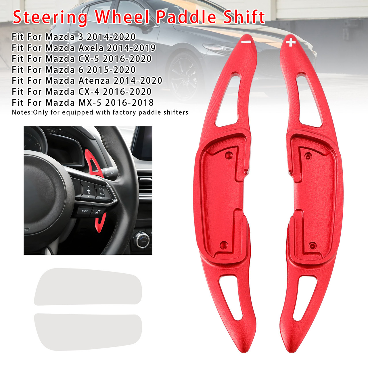 2016-2018 Mazda MX-5 Steering Wheel Paddle Shifter Extension Aluminium Red Generic 2016-2018 Mazda MX-5 Steering Wheel Paddle Shifter Extension Aluminium Red Generic