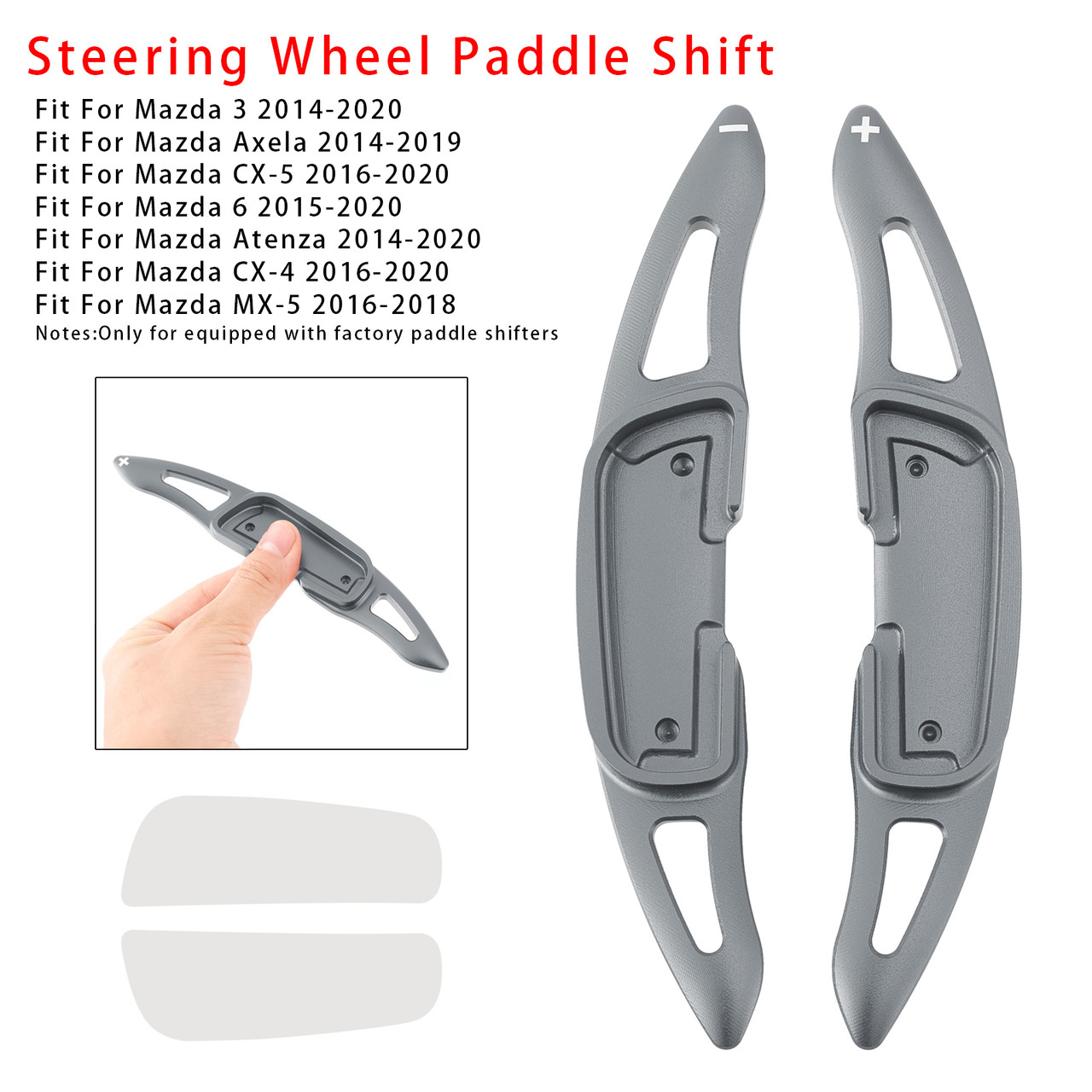 2015-2020 Mazda 6 Steering Wheel Paddle Shifter Extension Aluminium Grey Generic 2015-2020 Mazda 6 Steering Wheel Paddle Shifter Extension Aluminium Grey Generic