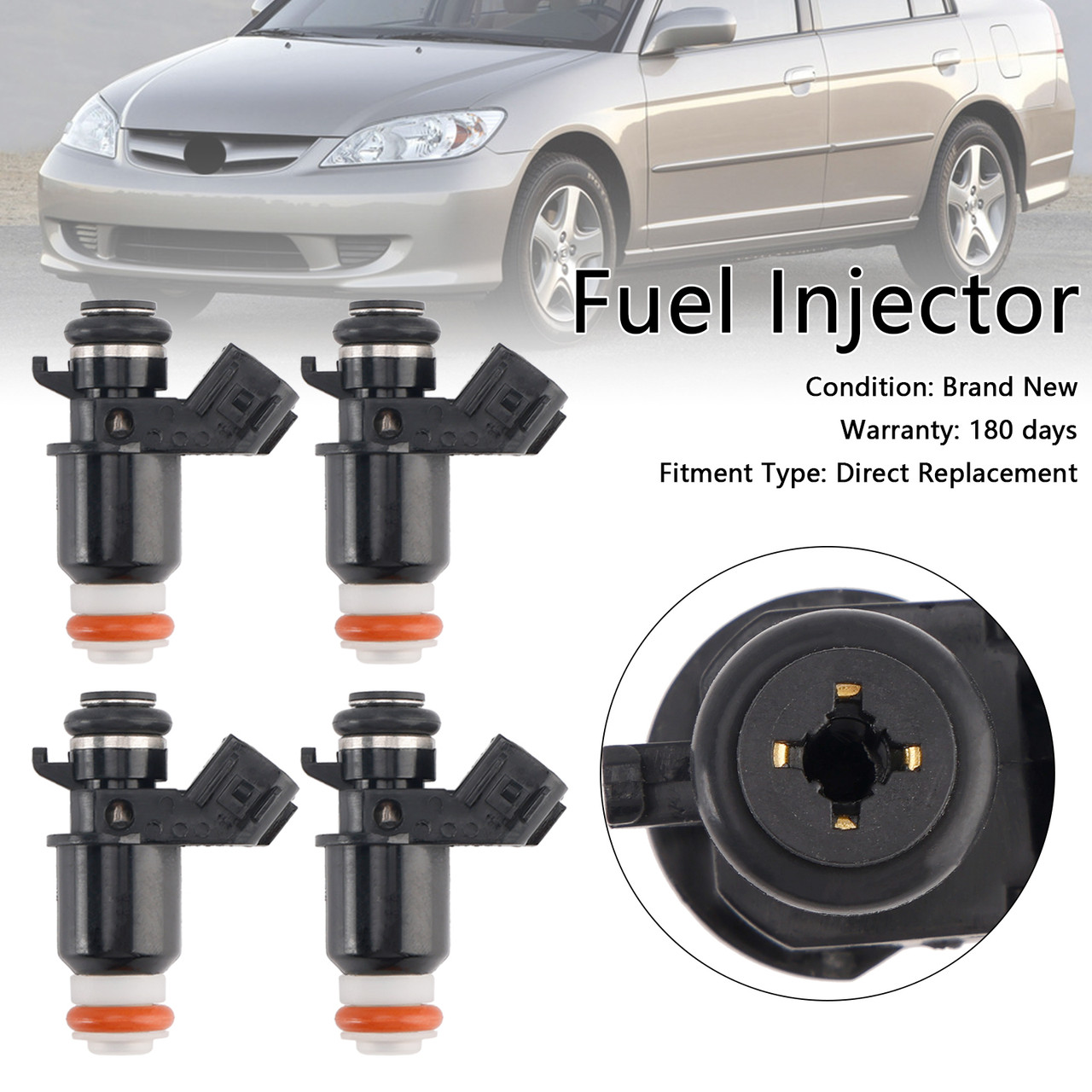 2001-2005 HONDA CIVIC 1.7L 4*Fuel Injector 16450PLD003 Generic