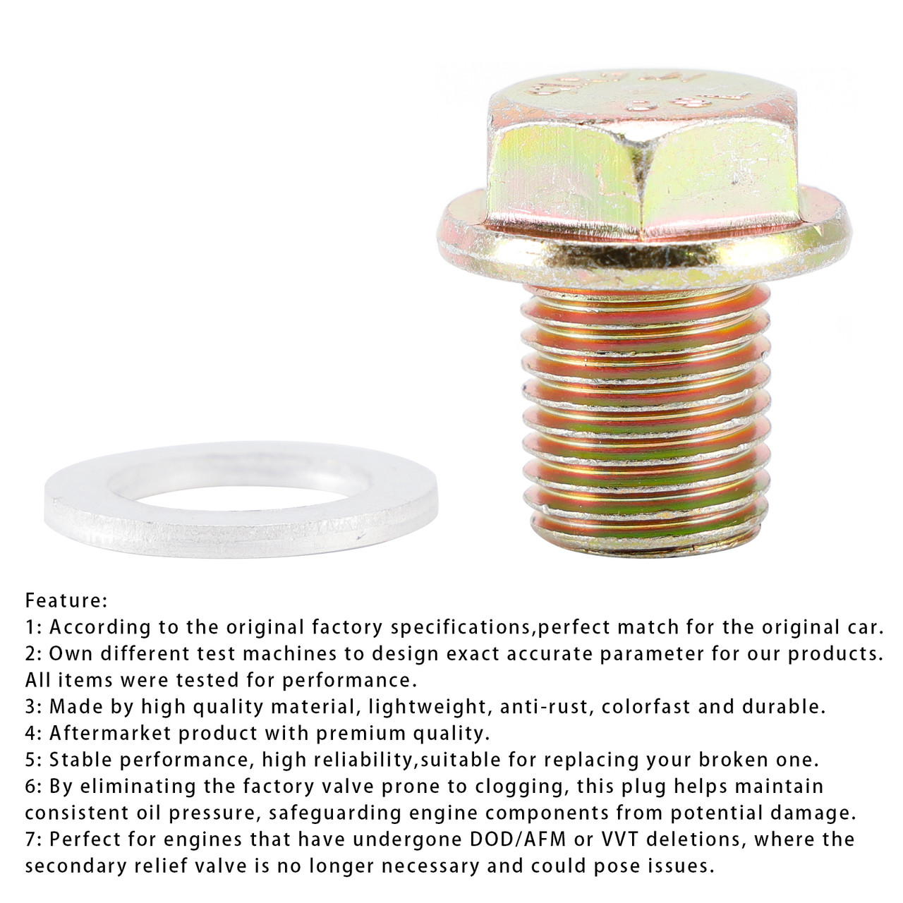 Oil Pan Oil Pressure Relief Valve Plug Bypass For Gen IV LS Engines 2007+ LS3 L99 L96 L92 LMG LC9 L77 L76 LH6-4.8L 5.3L 6.0L 6.2L