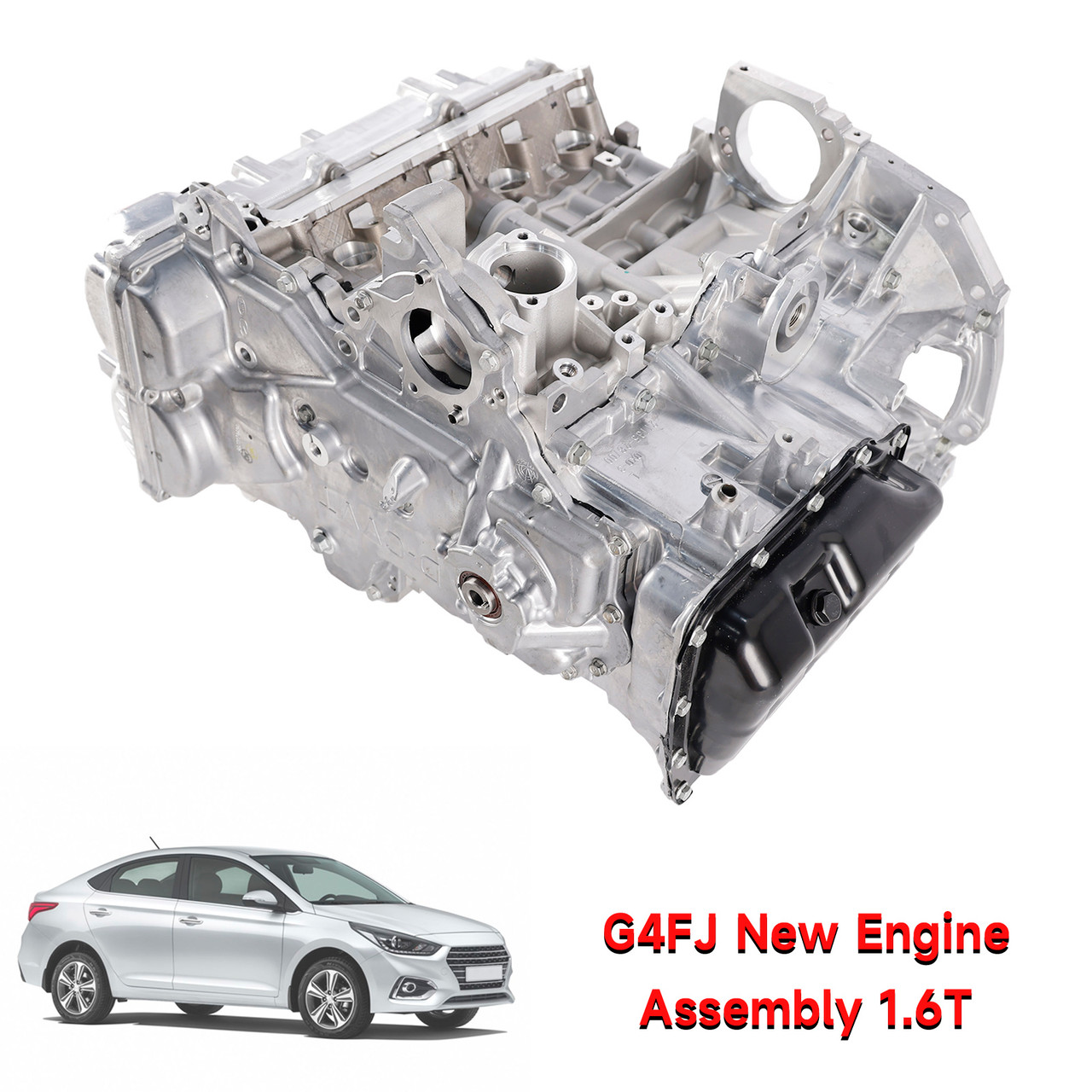 2011篓C2024 Hyundai Accent Verna (RB/RC) Elantra i30 Kona Lafesta Mistra Sonata Tucson Veloster (FS/JS) New Engine Assembly 1.6T G4FJ Generic