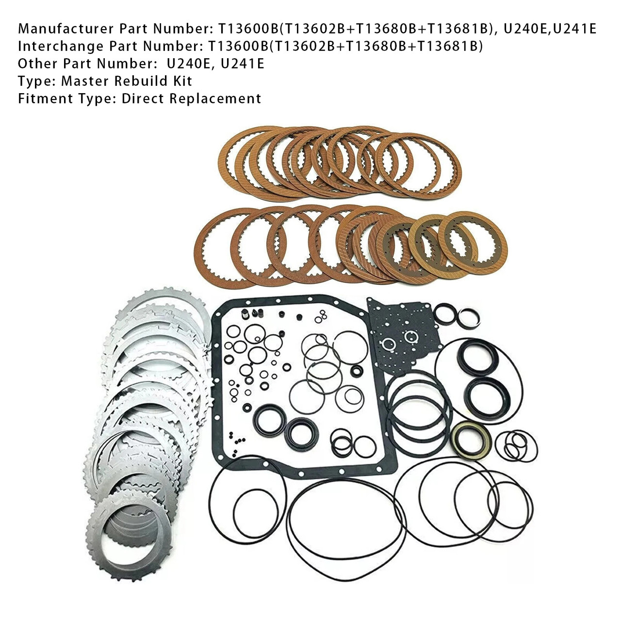 2003-2006 TOYOTA MATRIX 1.8L Auto Transmission Master Rebuild Kit Clutch Discs Gasket U240E U241E Generic
