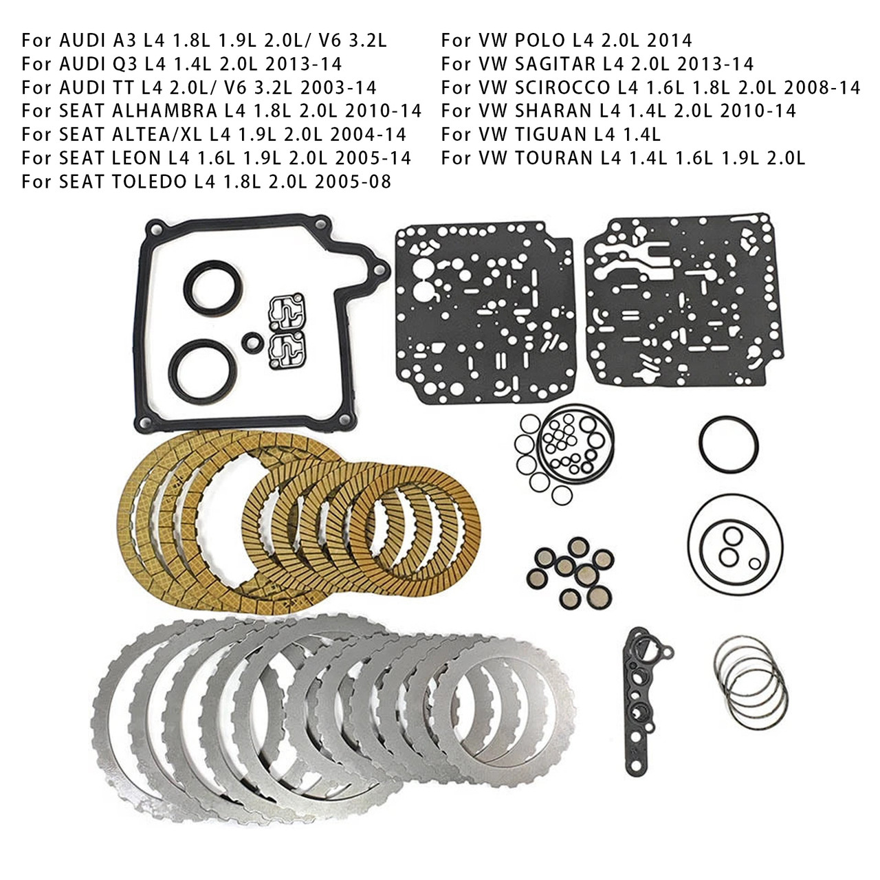 2006-2014 VW EOS L4 Transmission Master Rebuild Kit Overhaul Clutch Plates 02E DQ250 Generic