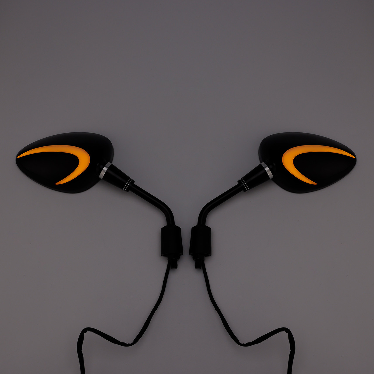 Black LED Turn Signal Mirror Pair 10mm Right-hand threading For Piaggio Vespa