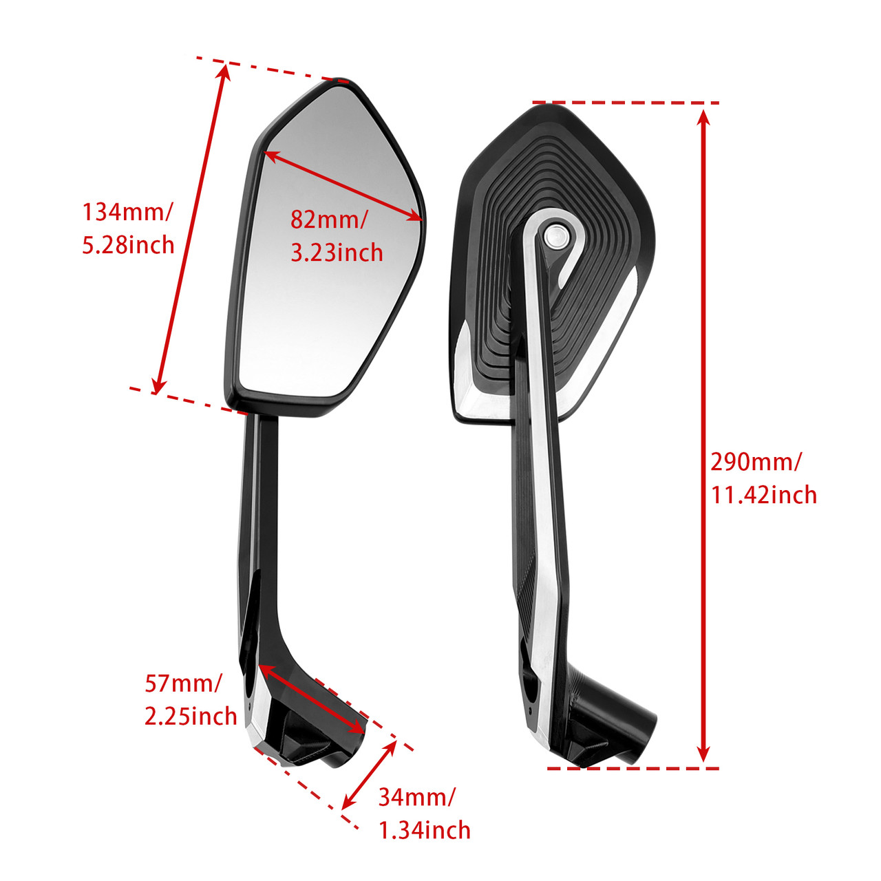 2018-2025 BMW R1250GS R1250GSA R1250R Rearview Mirrors Left and Right Mirror Black Generic