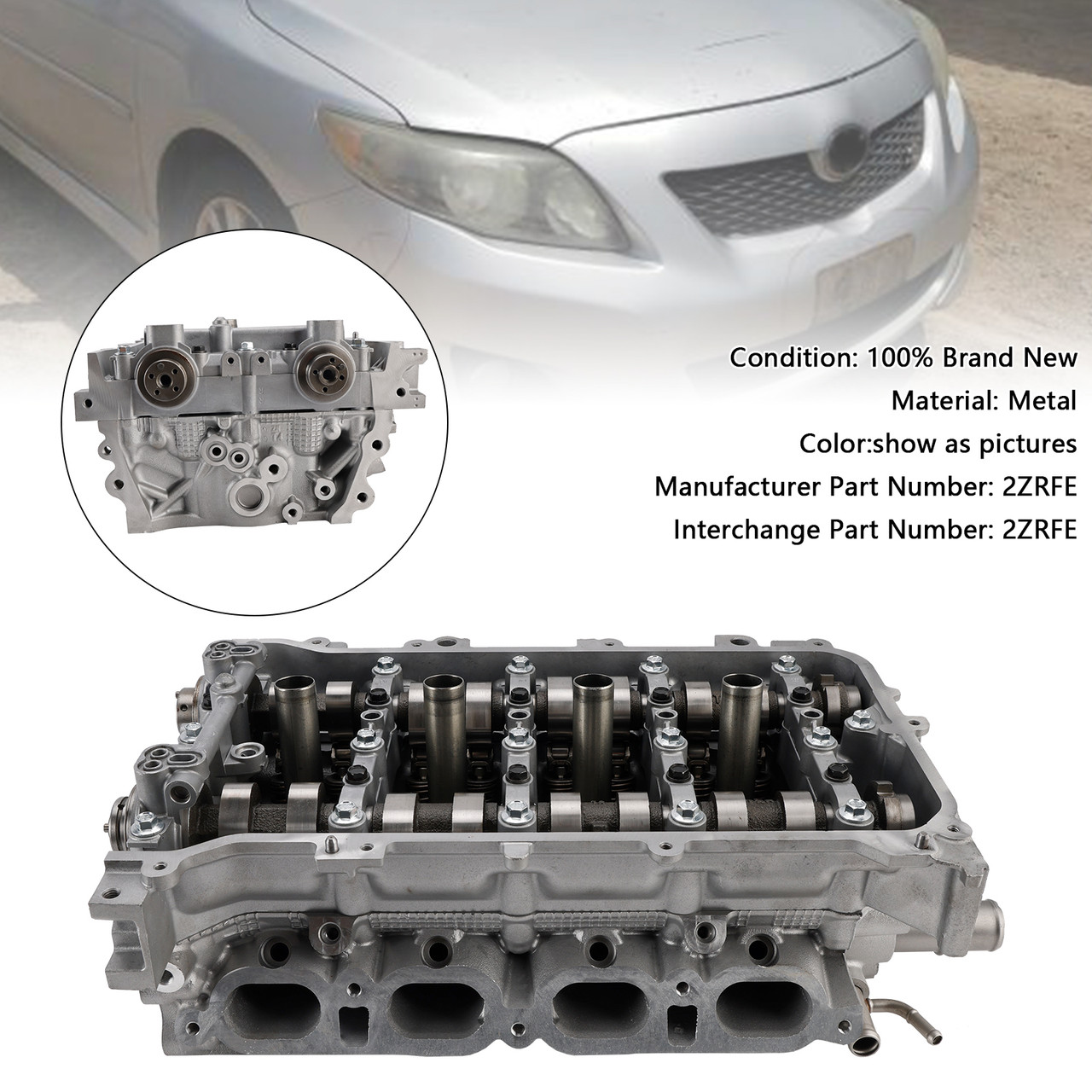 2008-2009 Toyota VIBE 1.8L Cylinder Head 2ZRFE Generic