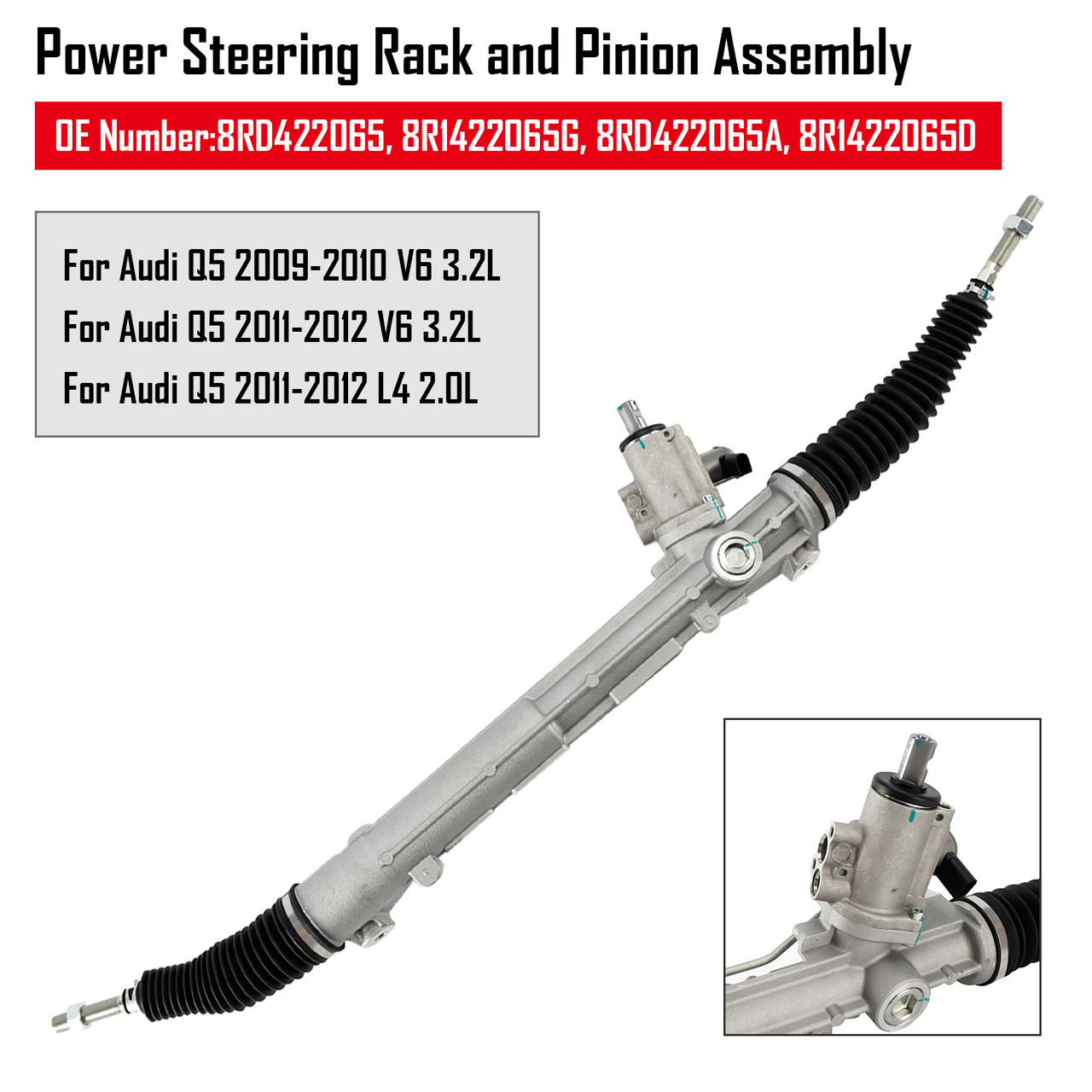 2009-2012 Audi Q5 V6 Power Steering Rack and Pinion Assembly 8RD422065 Generic