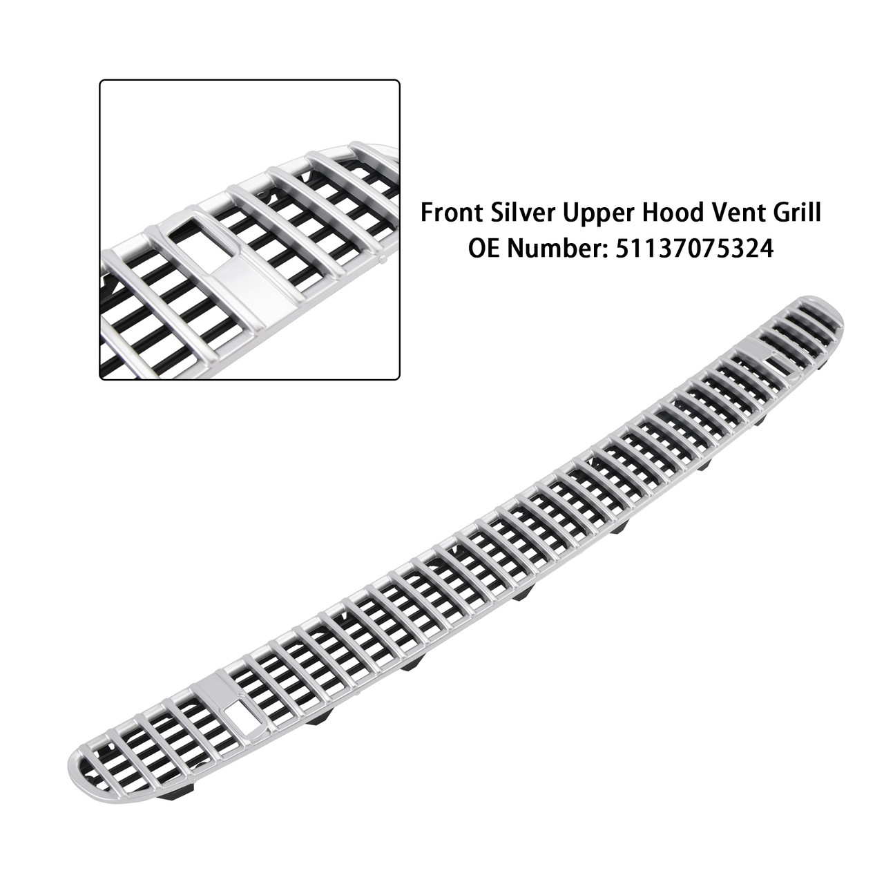 2002-2005 BMW E46 Front Silver Upper Hood Vent Grill 51137075324 Generic