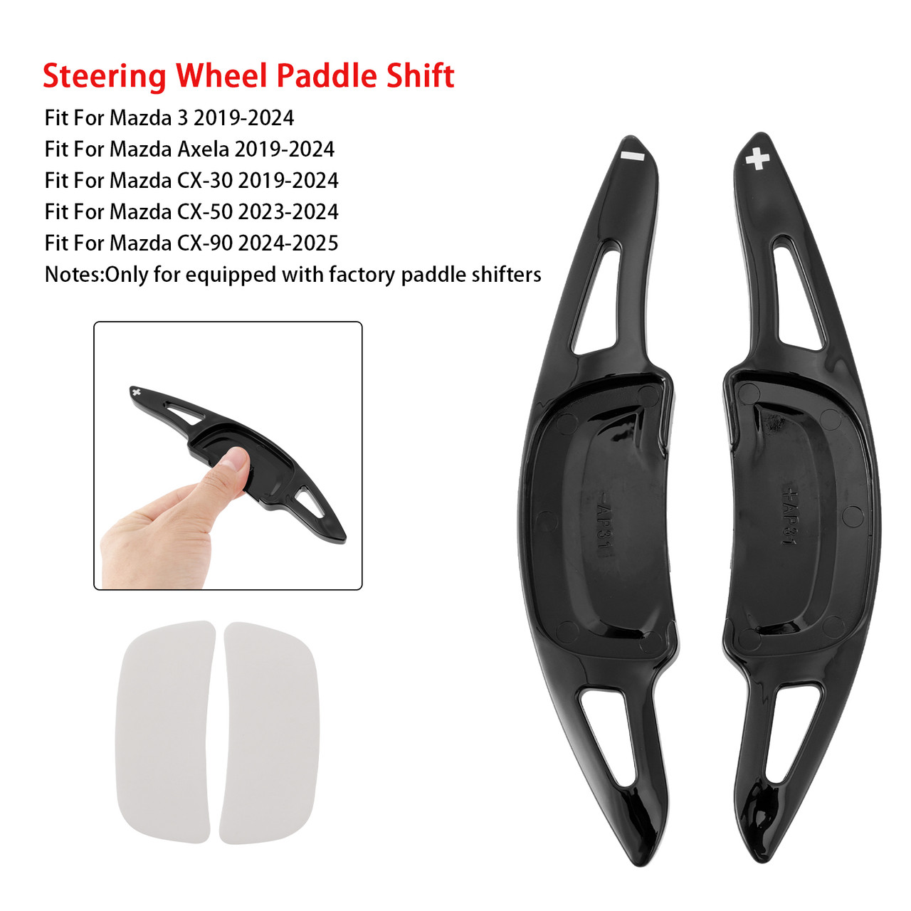 2023-2024 Mazda CX-50 Carbon Look Steering Wheel Paddle Shifter Extension Black Generic 2023-2024 Mazda CX-50 Carbon Look Steering Wheel Paddle Shifter Extension Black Generic