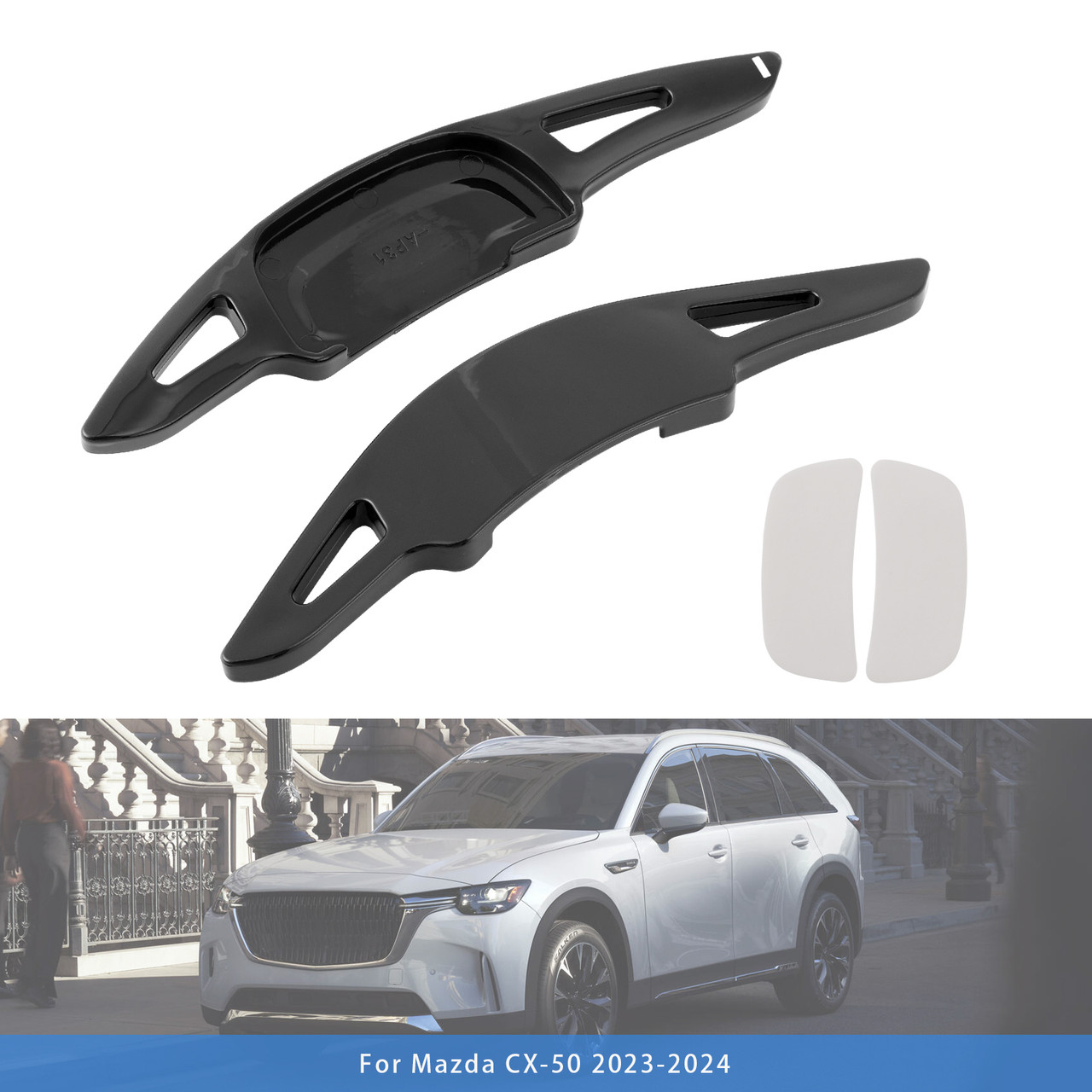 2023-2024 Mazda CX-50 Carbon Look Steering Wheel Paddle Shifter Extension Black Generic 2023-2024 Mazda CX-50 Carbon Look Steering Wheel Paddle Shifter Extension Black Generic