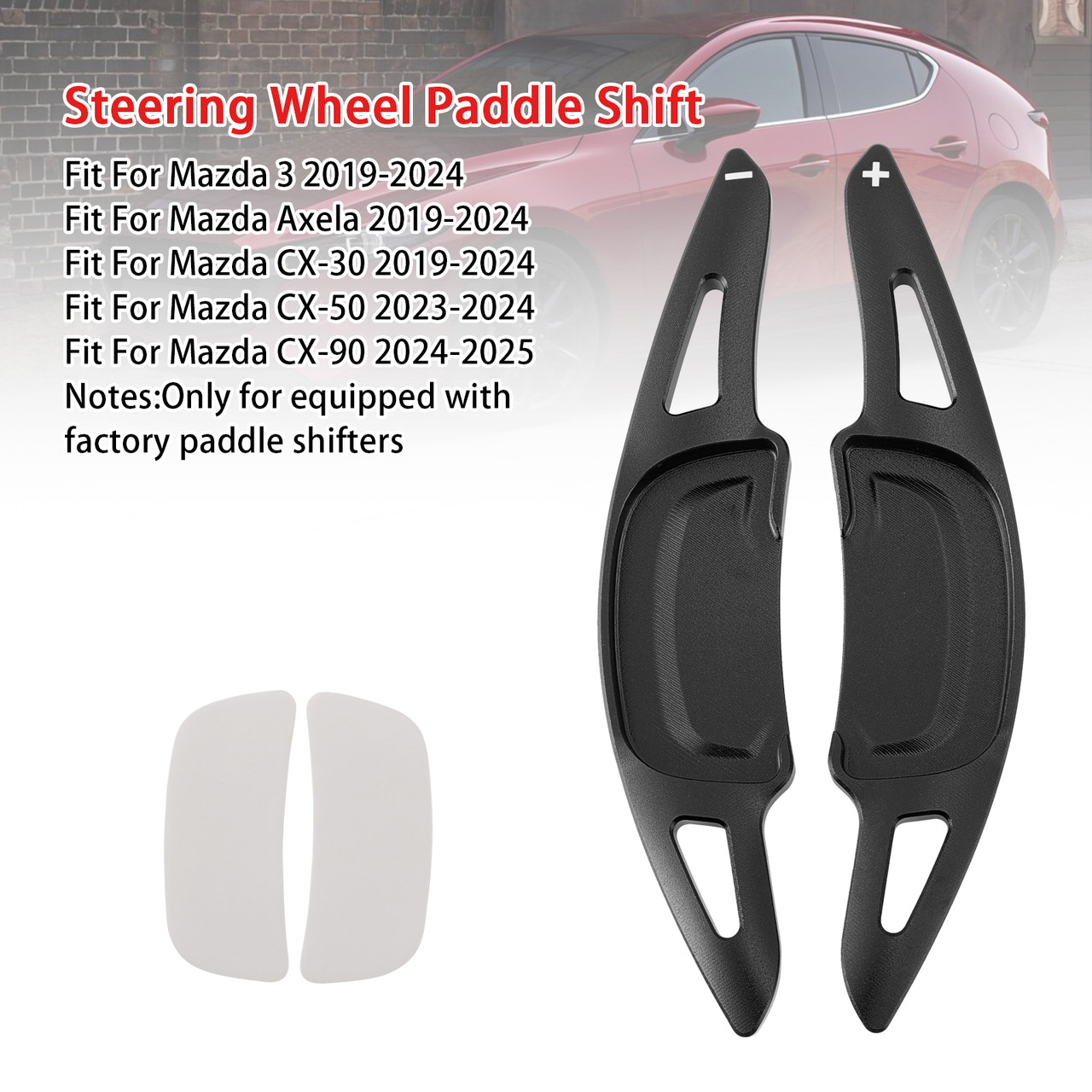 2019-2024 Mazda 3 Carbon Look Steering Wheel Paddle Shifter Extension Aluminium Black Generic 2019-2024 Mazda 3 Carbon Look Steering Wheel Paddle Shifter Extension Aluminium Black Generic