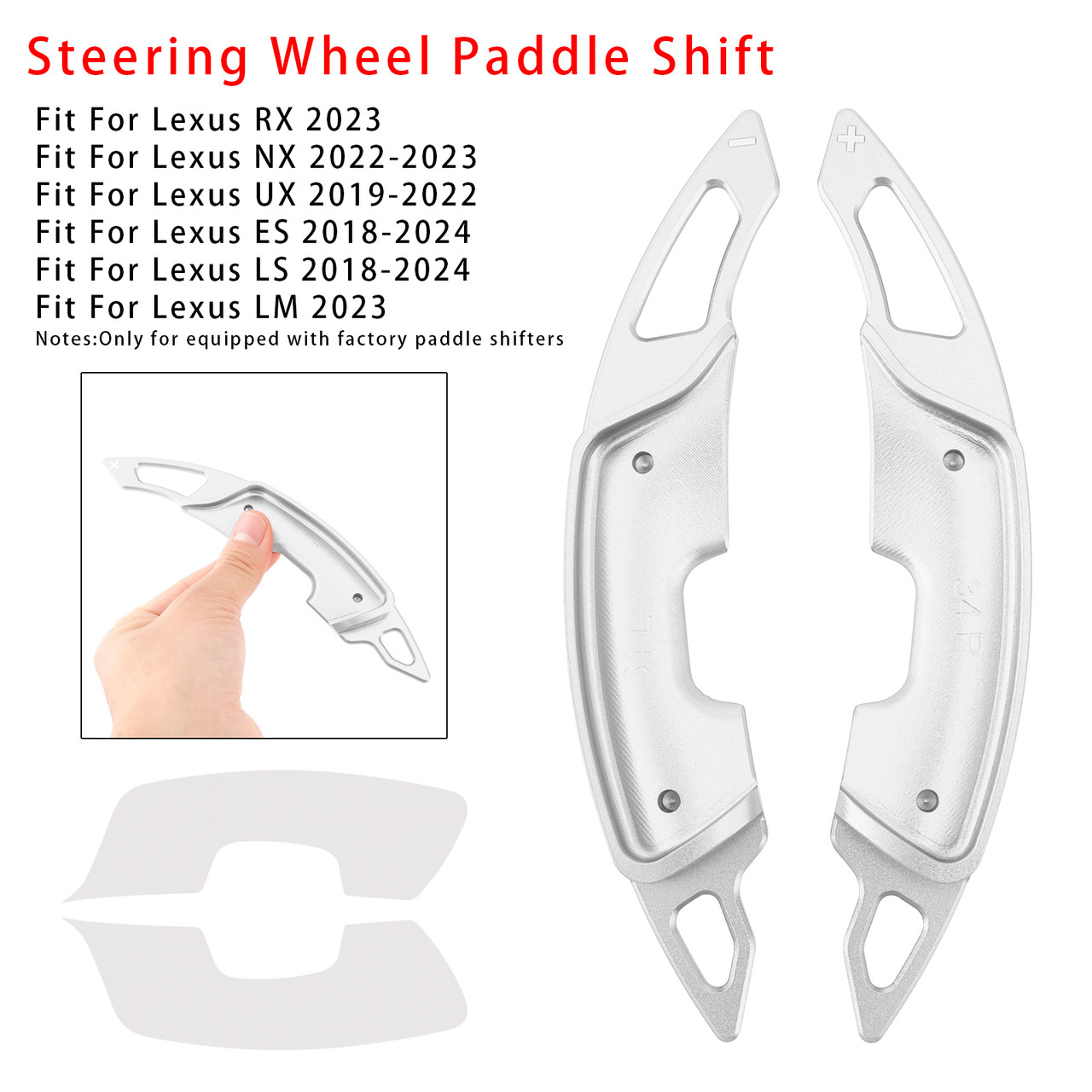 2022-2023 Lexus NX Steering Wheel Paddle Shifter Extension Aluminium Silver Generic 2022-2023 Lexus NX Steering Wheel Paddle Shifter Extension Aluminium Silver Generic