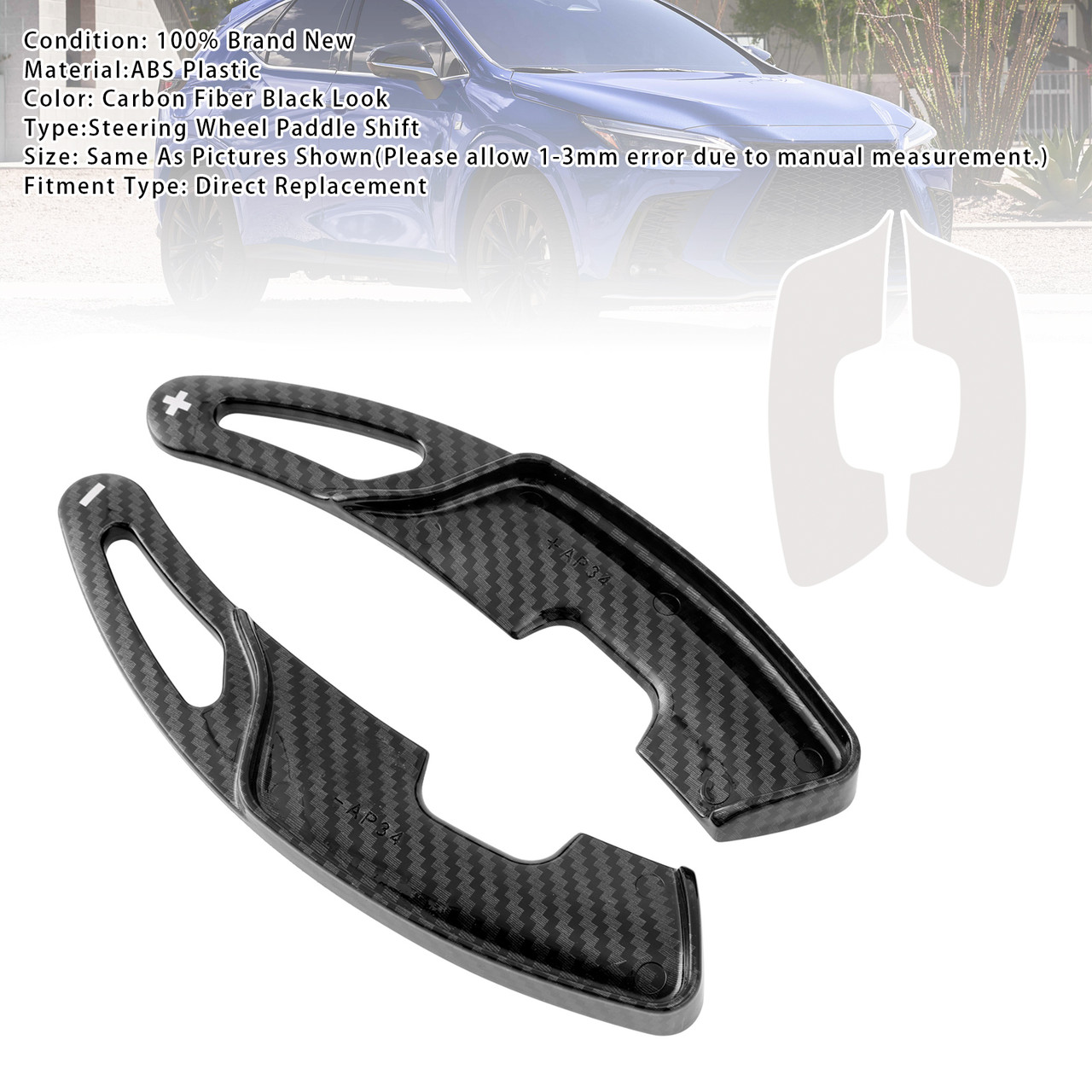 2018-2024 Lexus RX NX UX ES LS LM Steering Wheel Paddle Shifter Extension Carbon Fiber Black Look Generic 2018-2024 Lexus RX NX UX ES LS LM Steering Wheel Paddle Shifter Extension Carbon Fiber Black Look Generic