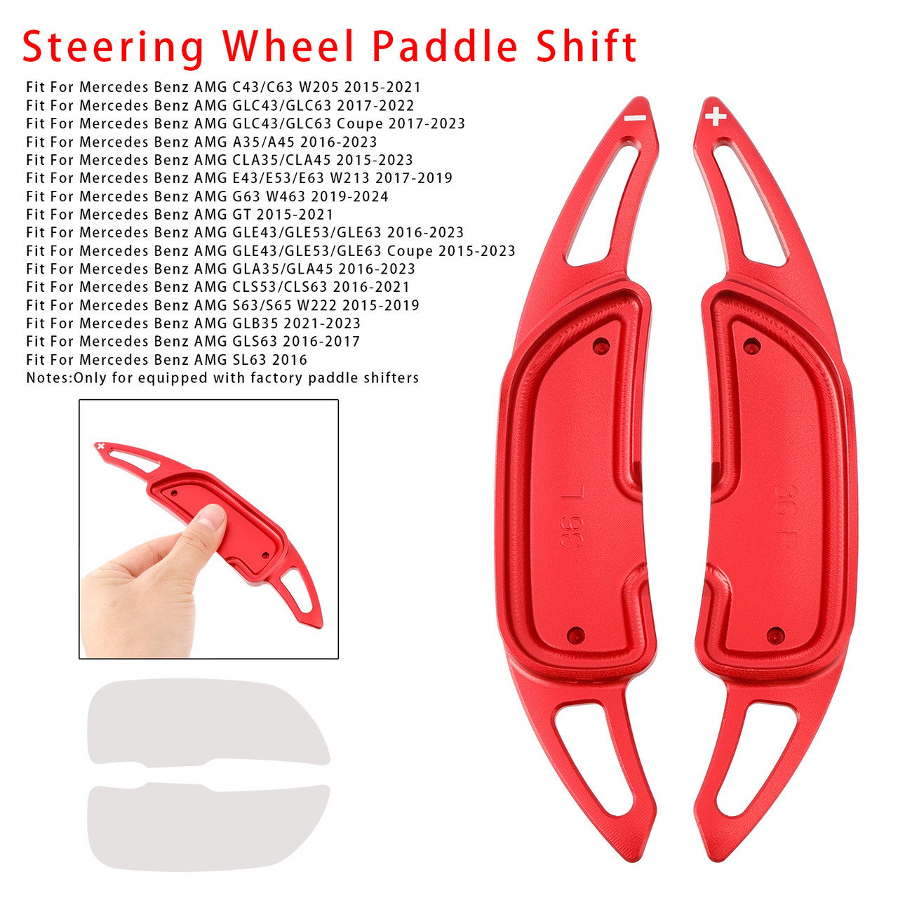 2015-2023 Mercedes Benz AMG Steering Wheel Paddle Shifter Extension Aluminium Red Generic 2015-2023 Mercedes Benz AMG Steering Wheel Paddle Shifter Extension Aluminium Red Generic