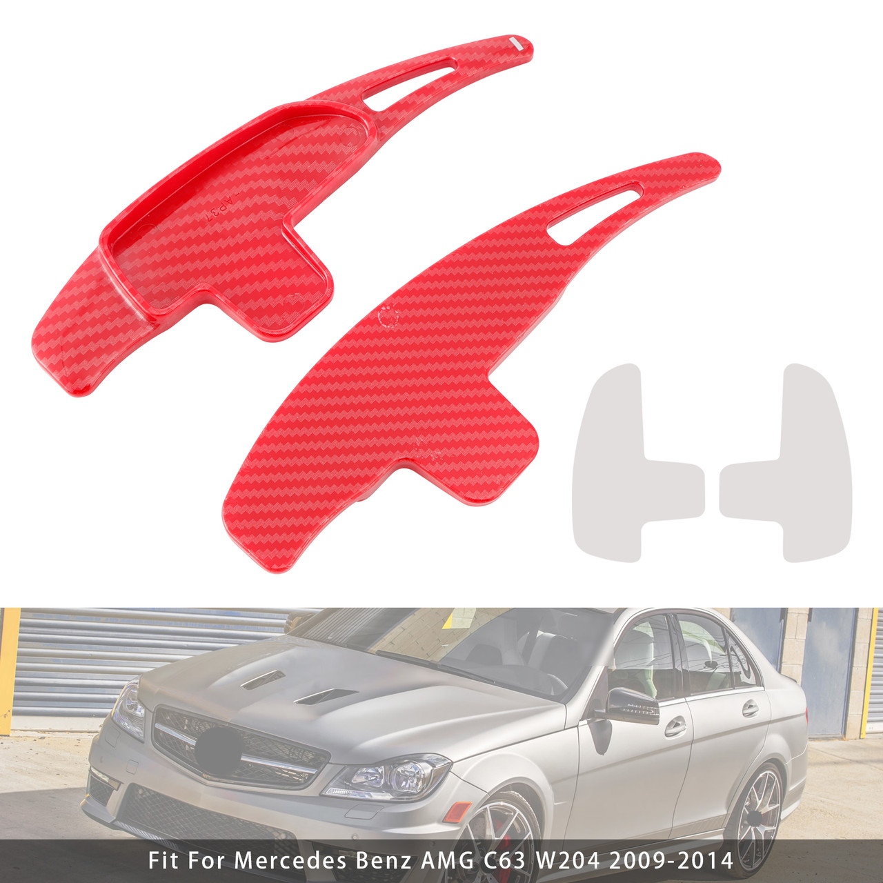 2007-2018 Mercedes Benz AMG Steering Wheel Paddle Shifter Extension Carbon Fiber Red Look Generic 2007-2018 Mercedes Benz AMG Steering Wheel Paddle Shifter Extension Carbon Fiber Red Look Generic