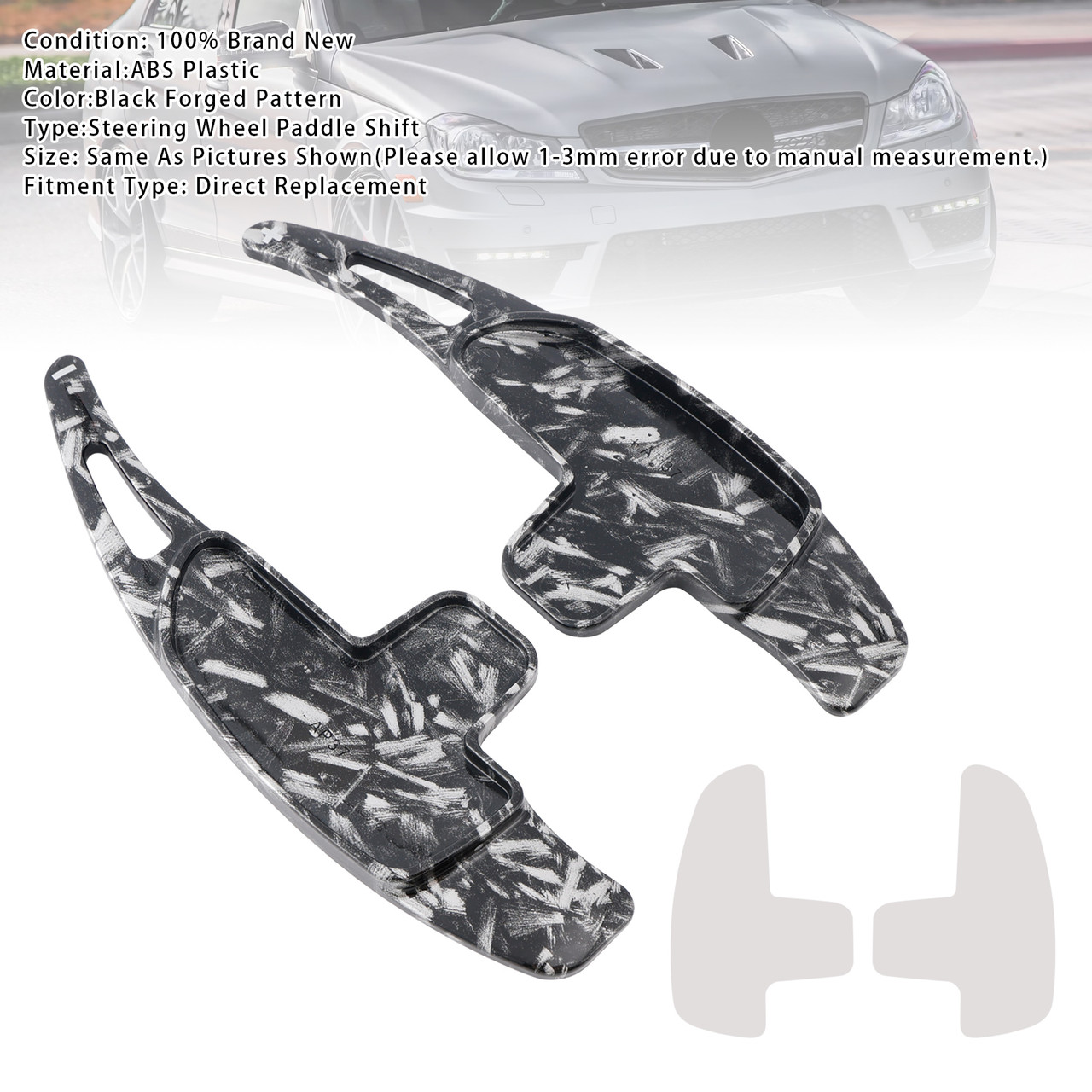 2007-2018 Mercedes Benz AMG Steering Wheel Paddle Shifter Extension Black Forged Pattern Generic 2007-2018 Mercedes Benz AMG Steering Wheel Paddle Shifter Extension Black Forged Pattern Generic