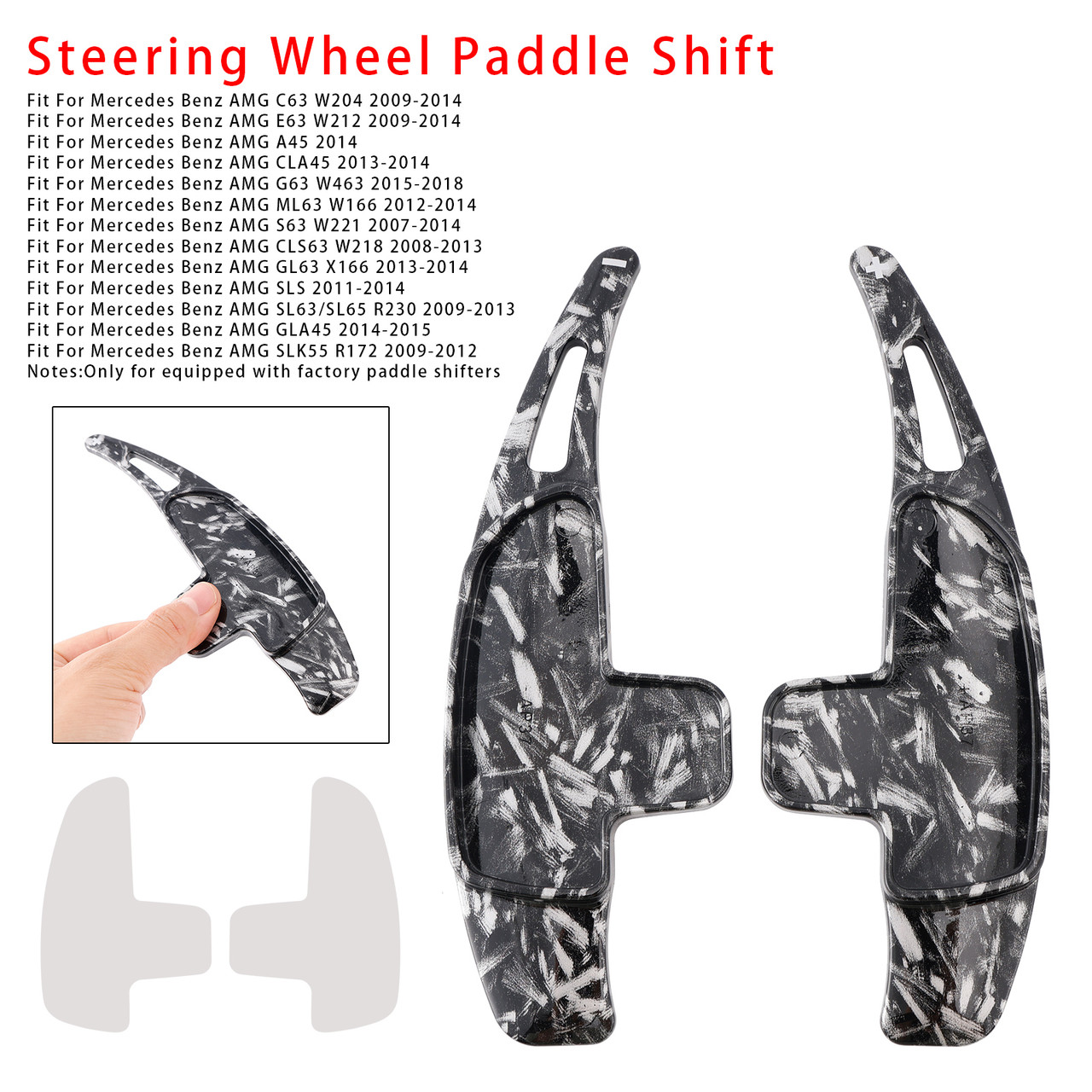 2007-2018 Mercedes Benz AMG Steering Wheel Paddle Shifter Extension Black Forged Pattern Generic 2007-2018 Mercedes Benz AMG Steering Wheel Paddle Shifter Extension Black Forged Pattern Generic
