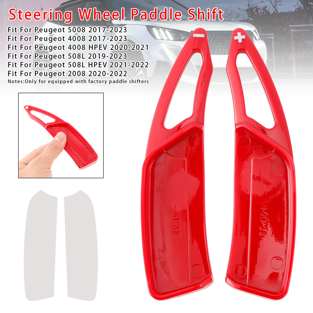 2020-2022 Peugeot 2008 Steering Wheel Paddle Shifter Extension Red Generic 2020-2022 Peugeot 2008 Steering Wheel Paddle Shifter Extension Red Generic