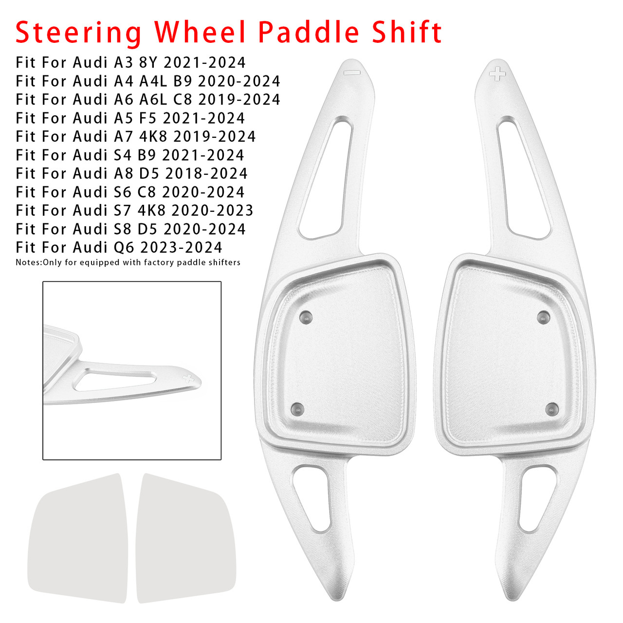 2020-2024 Audi S4 S6 S7 S8 Steering Wheel Paddle Shifter Extension Aluminium Silver Generic 2020-2024 Audi S4 S6 S7 S8 Steering Wheel Paddle Shifter Extension Aluminium Silver Generic
