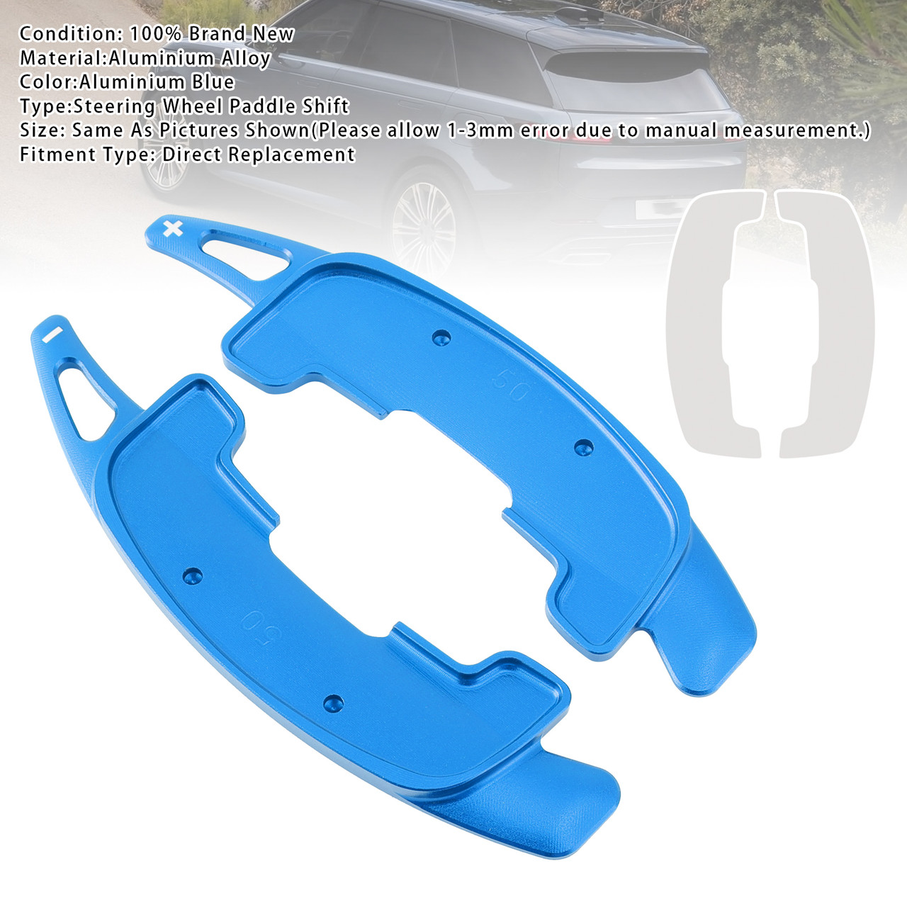 2021-2023 Range Rover Evoque Steering Wheel Paddle Shifter Extension Aluminium Blue Generic 2021-2023 Range Rover Evoque Steering Wheel Paddle Shifter Extension Aluminium Blue Generic