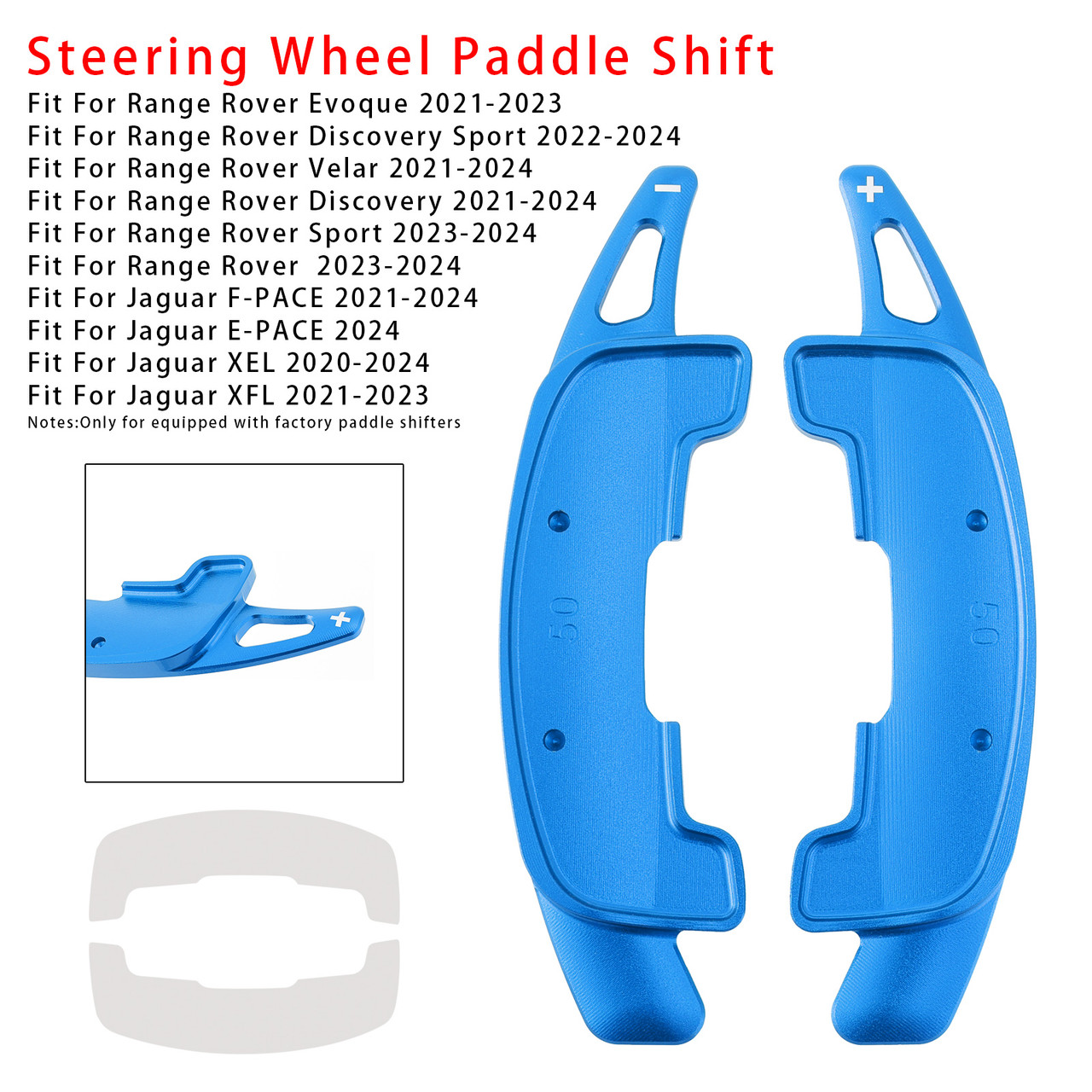 2021-2023 Range Rover Evoque Steering Wheel Paddle Shifter Extension Aluminium Blue Generic 2021-2023 Range Rover Evoque Steering Wheel Paddle Shifter Extension Aluminium Blue Generic
